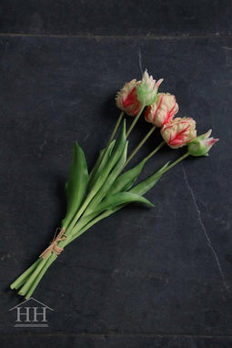 Papegaai tulpenboeket - kunst tulpen - 40cm - 5 stelen - donker roze - nep tulpen - papegaai tulpen