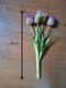 Papegaai tulpenboeket - kunst tulpen - 40cm - 5 stelen - paars- nep tulpen - kunst boeket - kunstbloemen - nep tulpen