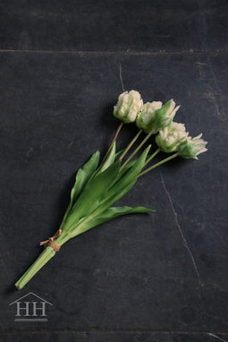 Papegaai tulpenboeket - kunstbloemen - 40cm - 5 stelen - wit - tulp - papegaai tulpen