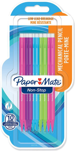 Paper Mate non-stop vulpotloden | 0,7 mm | HB #2 | diverse kleuren | 10 stuks