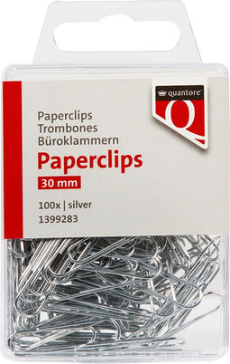 Paperclip Quantore 30mm rond zilver 100 stuks