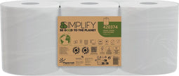 Papernet papieren handdoeken Simplify Centerfeed, 2-laags, 90 m, 450 vel, pak van 3 rollen