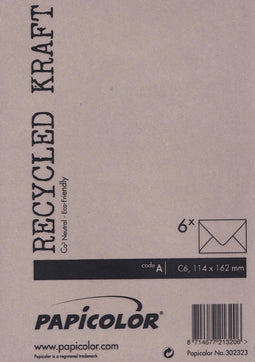 Papicolor - Envelop C6 114x162mm kraft bruin