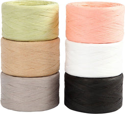Papier Raffia Garen, Diverse Kleuren, 100 M, 6 Rol