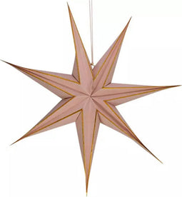 Papier ster 60 cm, roze goud streep
