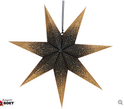 Papier ster zwart 60 cm goud glitter