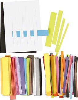 Papier weven set, b: 10+15+25+35 mm, l: 21 cm, 1 doos