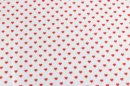Papier - Zijdevloei - 70x50cm - 20gr/m² - Hearts - wit/rood - 100 vel