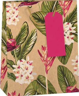 Papieren cadeau tas L Bright Kraft. Afmetingen : 260 x 120 x 324 mm.