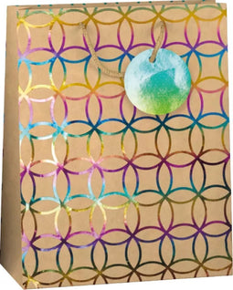 Papieren Cadeau tas L Kraft Rainbow