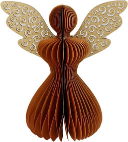 Papieren Engel Glitter 30 cm - Mosterd