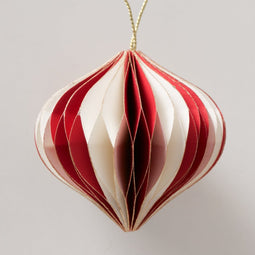 Papieren kerstboom hanger - wit - rood - 6,4 cm hoog - Boltze