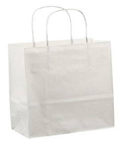 Papieren koordtas 18x08x22cm 50st zilver