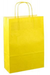 Papieren koordtas 22x10x31cm 50st fel geel