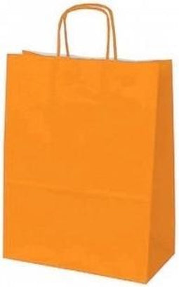 Papieren koordtas oranje 50 stuks 18x8x22cm / papieren tasjes