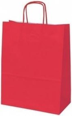 Papieren koordtas rood 50 stuks 18x8x22cm / papieren tasjes