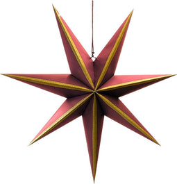 Papieren Ster Goud/Rood Streep - 75 cm