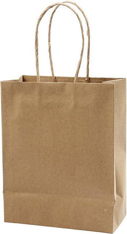Papieren Zakken, H: 23 cm, B: 18x9 cm, 125 gr, Bruin, 10 Stuk