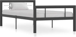vidaXL Bedframe - Metaal - Lattenbodem - 90x200 cm - Grijs en wit