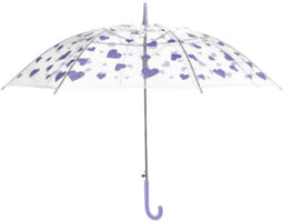 Paraplu transparant Hartjes; rood, rose of blauw