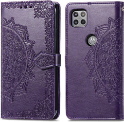 iMoshion Hoesje Geschikt voor Motorola Moto G 5G Hoesje Met Pasjeshouder - iMoshion Mandala Bookcase - Paars