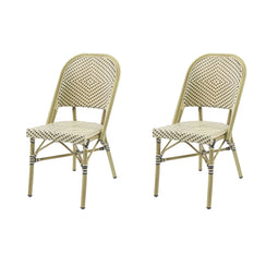 Paris Bistrostuhl Rattan – Bambus-Weiß/Pastellgrün - SÄTZE VON 2