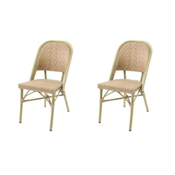 Paris Bistrostuhl Rattan – Bambus-Weiß/Schwarz - SÄTZE VON 2
