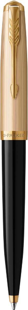 Parker 51-balpen | Luxe zwarte behuizing met goudkleurige afwerking | Medium 18-karaats punt met zwarte inktvulling | Cadeauverpakking