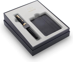Parker giftbox Sonnet vulpen + kaarthouder, zwart GT