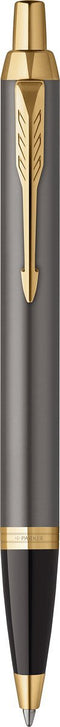 Parker IM-balpen | grijze lak met gouden details | medium punt | Blauwe inkt | geschenkverpakking