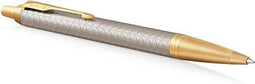 Parker IM balpen | Premium Warm Zilver | Medium penpunt blauwe inkt | Geschenkdoos