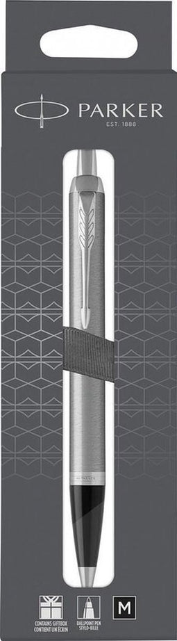 Parker IM-balpen | Roestvrij staal met chromen afwerking | Medium punt met blauwe inktnavulling