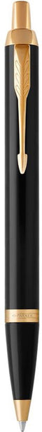 Parker IM balpen | Zwarte lak met goud detail | Medium punt met blauwe inkt | Geschenkdoos
