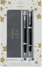 Parker IM duo geschenkset met balpen en vulpen | glanzend zwart met chromen afwerking | inktnavulling en inktpatroon met blauwe inkt | cadeauverpakking