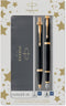 Parker IM Duo geschenkset met balpen en vulpen | glanzend zwart met gouden rand | blauwe inktvulling en -cartridge | cadeauverpakking