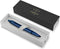 Parker IM Monochrome balpen | blauwe inkt | blauwe afwerking en details | medium punt | Geschenkdoos