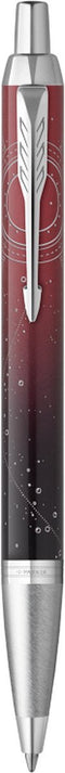 Parker IM Portal balpen | premium lak met rood kleurverloop op roestvrij staal met chroomafwerking | medium penpunt met blauwe inkt navulling | geschenkdoos