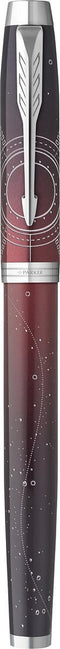 Parker IM Portal vulpen | premium lak met rood kleurverloop op roestvrij staal met chroomafwerking | medium penpunt met zwarte inkt navulling | geschenkdoos