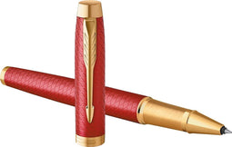 Parker IM Premium rollerballpen | Red met gouden detail | Fijne penpunt met blauwe inkt navulling | geschenkdoos