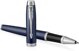Parker IM-rollerballpen - fijne penpunt - zwarte inkt - matblauw - incl. geschenkverpakking