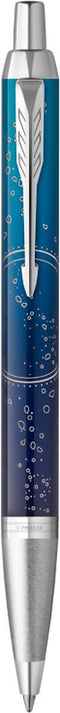 Parker IM Submerge balpen | premium lak met blauw kleurverloop op roestvrij staal met chroomafwerking | medium penpunt met zwarte inkt navulling | geschenkdoos
