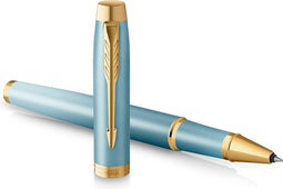 Parker IM Writing Rituals Rollerbalpen | Turquoise afwerking met kleurverloop en Gouden detail | fijne punt | Zwarte inkt | met Geschenkdoos
