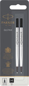 PARKER inktnavulling voor rollerballpen | zwarte QUINK inkt | 2 stuks
