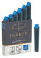 Parker - Inktpatroon Quink mini tbv esprit koningsblauw pak à 6 stuks