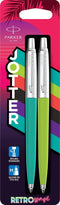 Parker Jotter Originals-balpennen | Retrowave-collectie | Caribisch-blauw en appelgroen | Blauwe inkt | medium punt | Blister