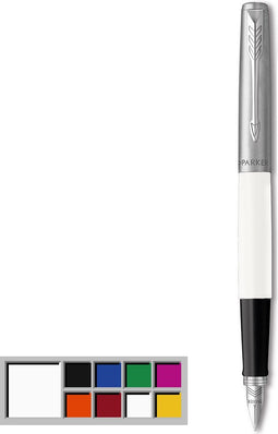 Parker Jotter Originals-vulpen | Klassieke witte afwerking | Medium penpunt | Blauwe inkt