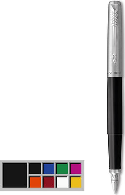 Parker Jotter Originals-vulpen | Klassieke zwarte afwerking | Medium penpunt | Blauwe en zwarte inkt