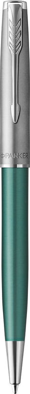 Parker Sonnet balpen | metaal en groene lak met palladium afwerkings | medium penpunt | zwarte inkt | Geschenkverpakking