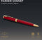Parker Sonnet balpen | rood gelakt met gouden trim | medium punt zwarte inkt | geschenkverpakking
