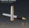 Parker Sonnet rollerballpen | roestvrij staal met gouden trim | fijne punt zwarte inkt | geschenkverpakking